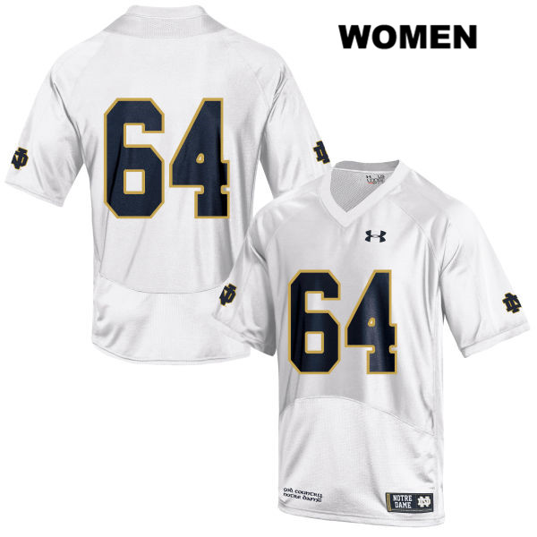 Women's NCAA Notre Dame Fighting Irish #64 Max Siegel Stitched College Under Armour Authentic White No Name Football Jersey SK10W38DM